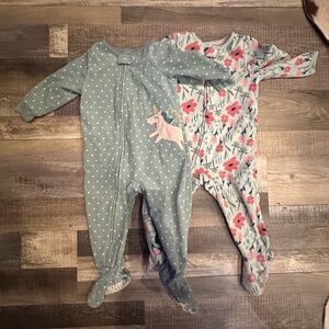 Lot of 2 Floral and Polka Dot Kids One Piece Set